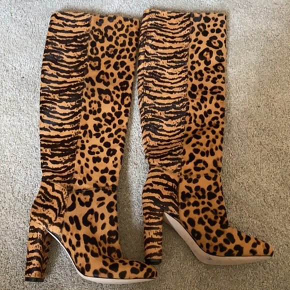 ANTONIO MELANI LEOPARD PRINT WOMEN'S KNEE BOOTS - Picture 2 of 4